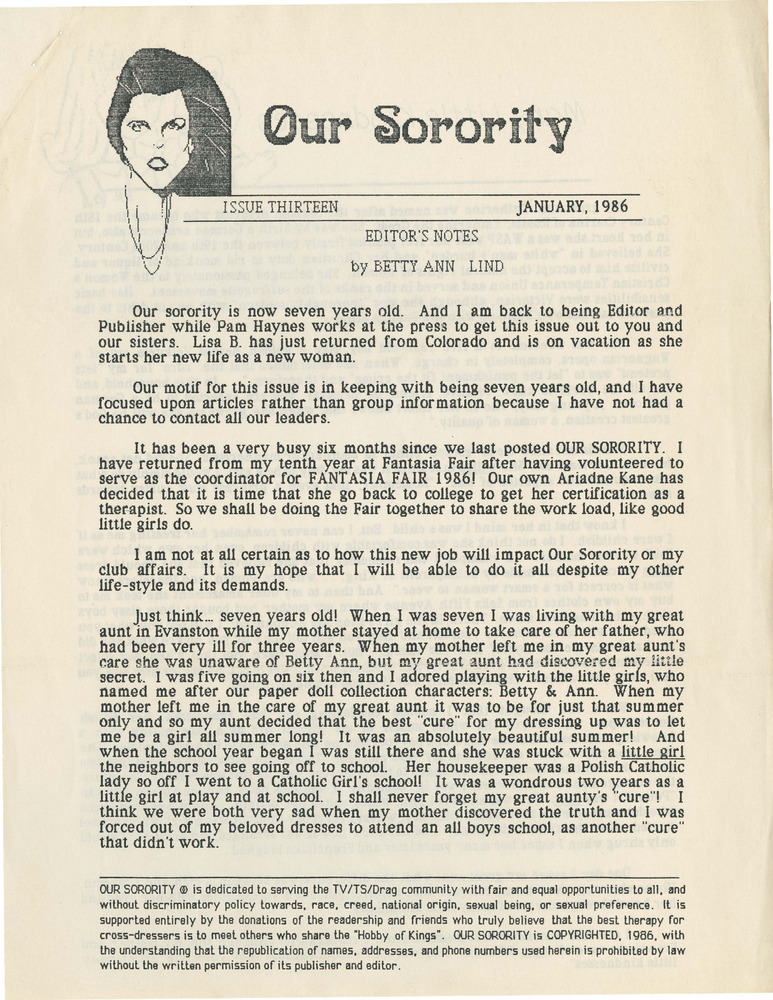 Download the full-sized PDF of Our Sorority (January 1986)