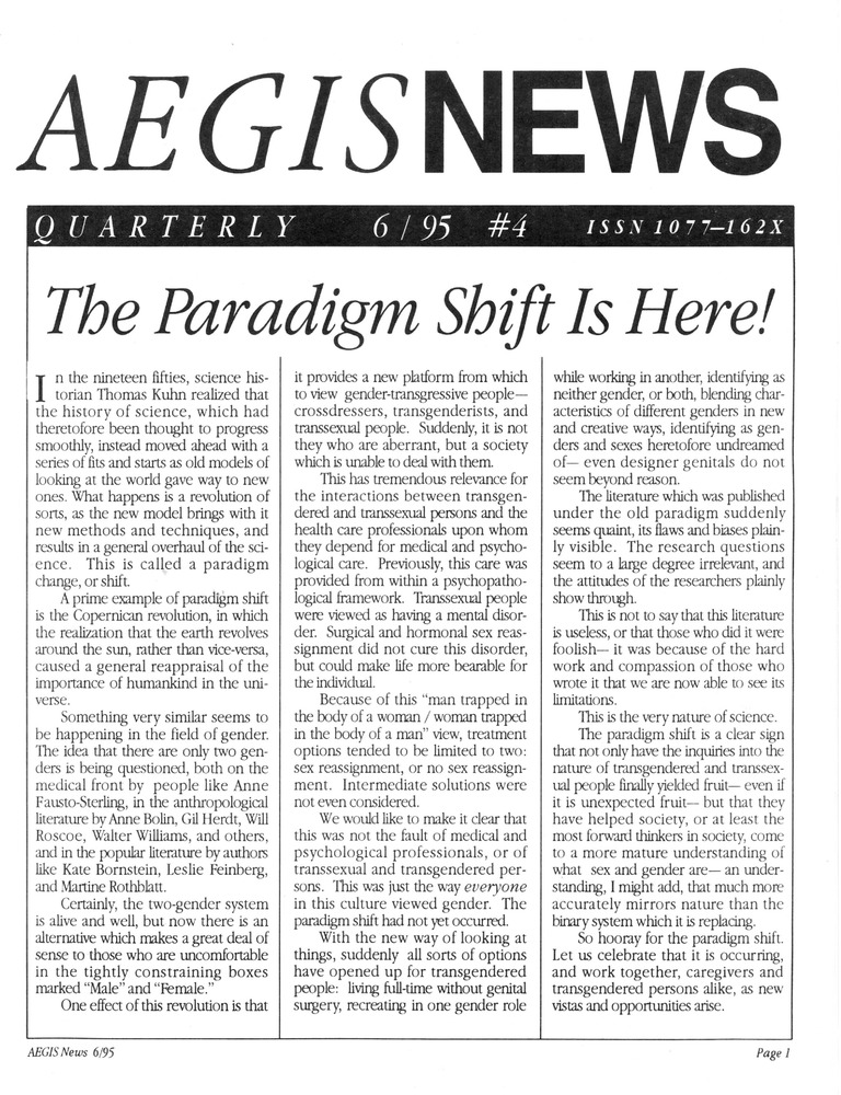 Download the full-sized PDF of AEGIS News, No. 4 (June, 1995)