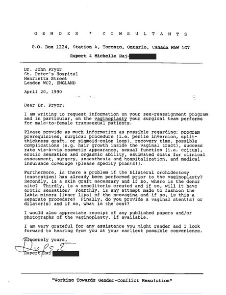 Download the full-sized image of Letter from Rupert Raj to Dr. John Pryor (April 20, 1990)