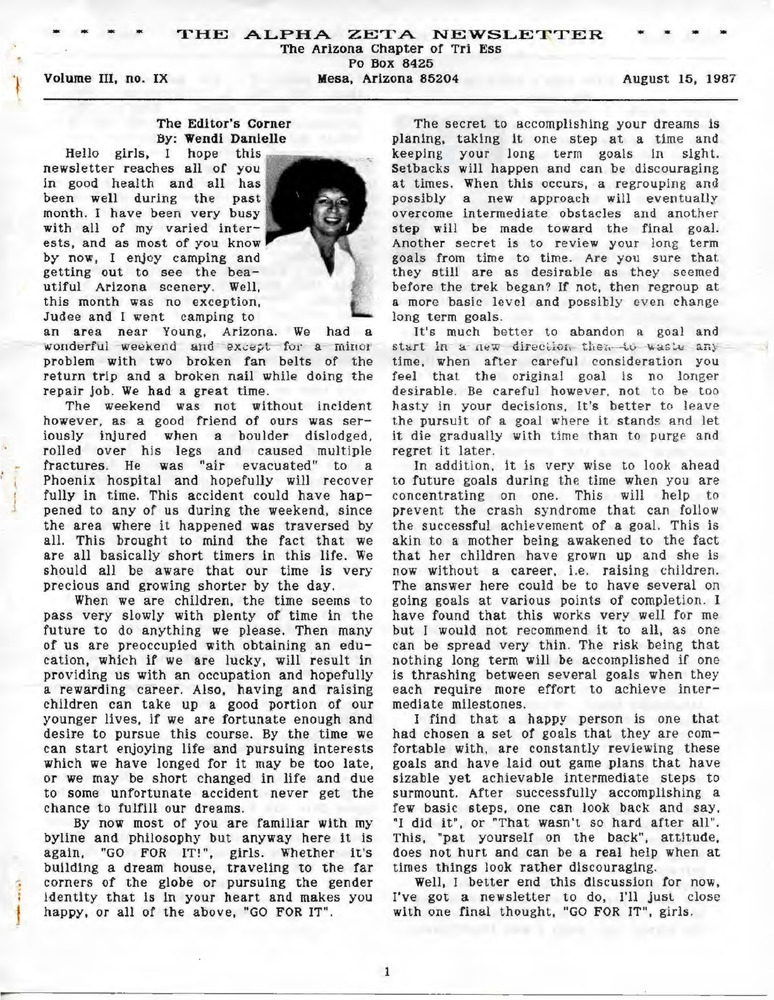 Download the full-sized PDF of The Alpha Zeta Newsletter Vol. 3 No. 9 (August 15, 1987)