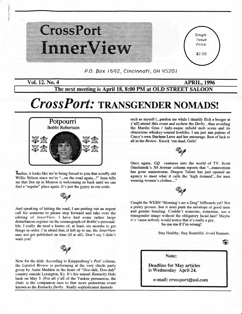 Download the full-sized PDF of Cross-Port InnerView, Vol. 12 No. 4 (April, 1996)