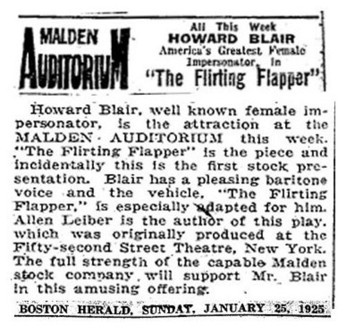 Download the full-sized image of All This Week: Howard Blair America's Greatest Female Impersonator, In "The Flirting Flapper"