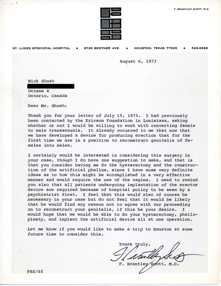 Download the full-sized PDF of Letter from F. Brantley Scott to Rupert Raj (August 6, 1973)