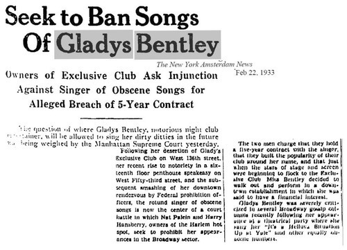 Download the full-sized image of Seek to Ban Songs of Gladys Bentley 