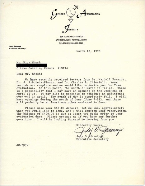 Download the full-sized image of Letter from Judy Jennings to Rupert Raj (March 12, 1973)