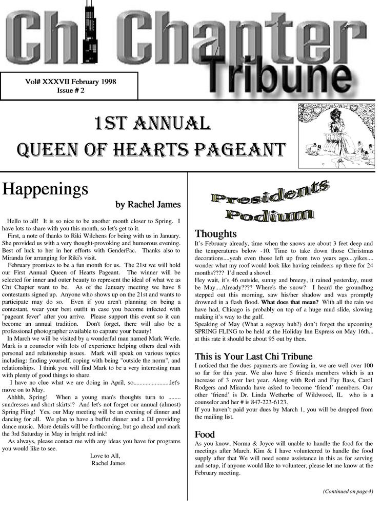 Download the full-sized PDF of Chi Chapter Tribune Vol. 37 Iss. 02 (February, 1998)