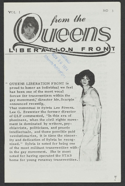 Download the full-sized image of From the Queens Liberation Front Vol. 1, No. 3