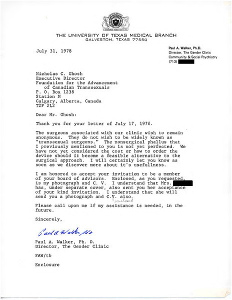 Download the full-sized image of Letter from Paul A. Walker to Rupert Raj (July 31, 1978)