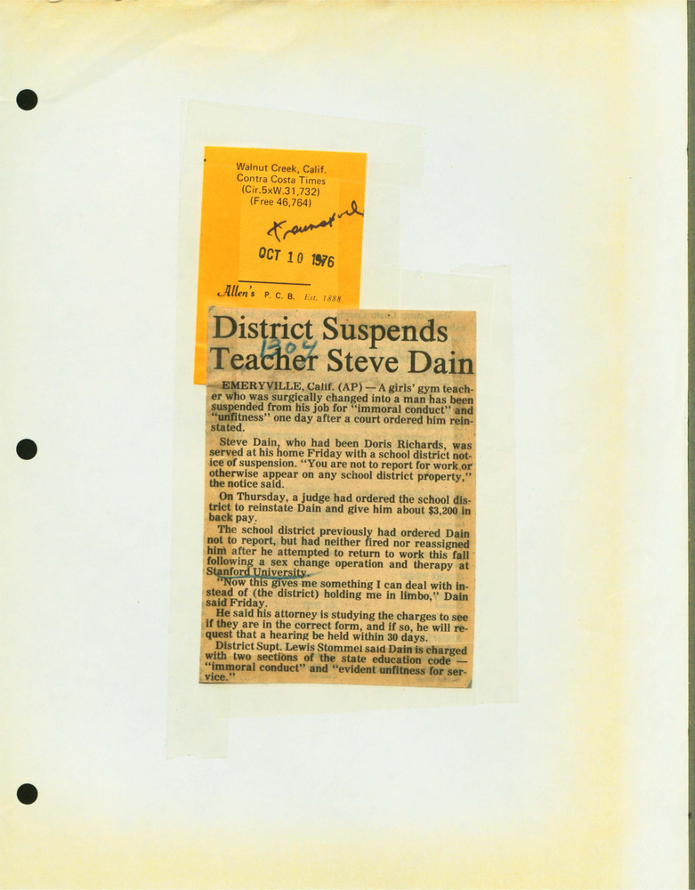 Download the full-sized PDF of District Suspends Teacher Steve Dain