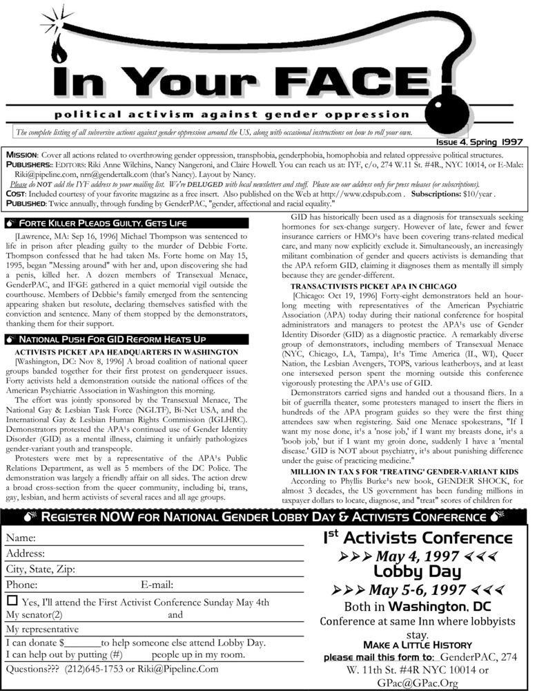 Download the full-sized PDF of In Your Face No. 4 (Spring 1997)