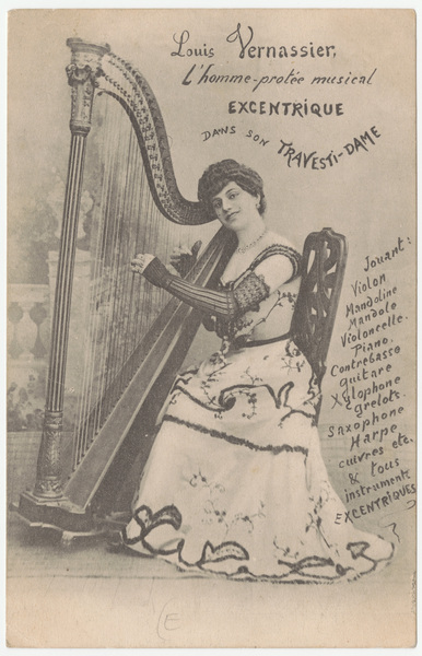 Download the full-sized image of Louis Vernassier, l'homme protÃ©e musical excentrique dans son travesti-dame jouant