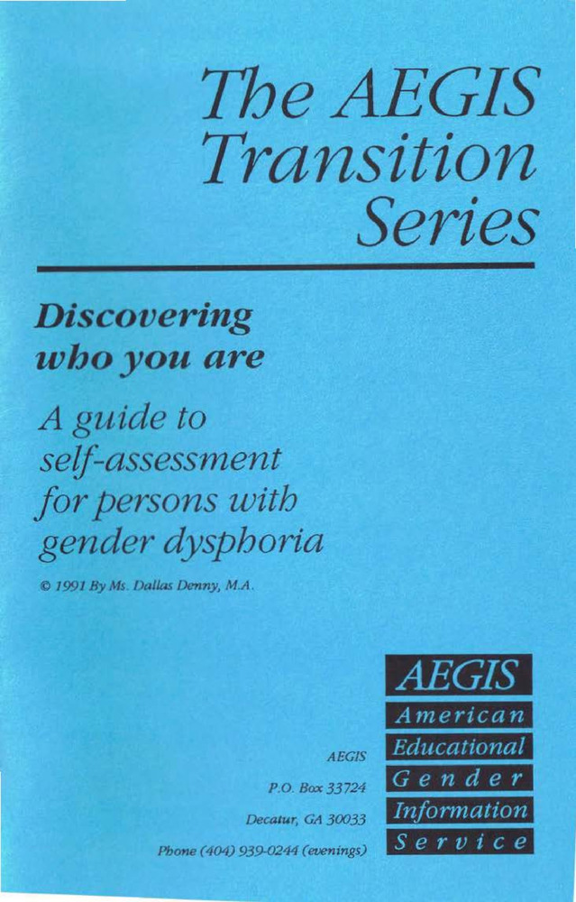 Download the full-sized PDF of Discovering Who You Are: A guide to self-assessment for persons with gender dysphoria
