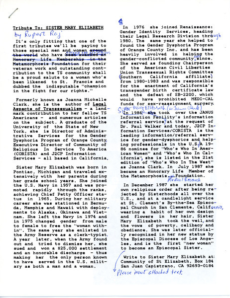 Download the full-sized image of Tribute to Sister Mary Elizabeth (1988)