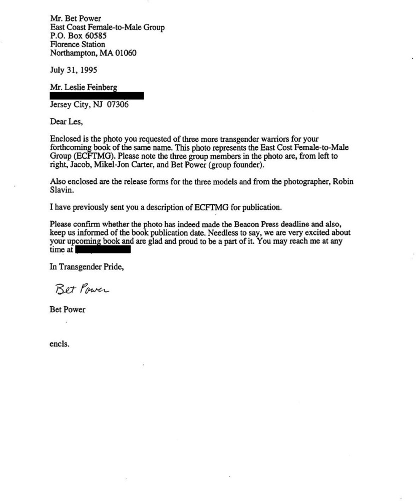 Download the full-sized PDF of Correspondence Between Bet Power and Leslie Feinberg