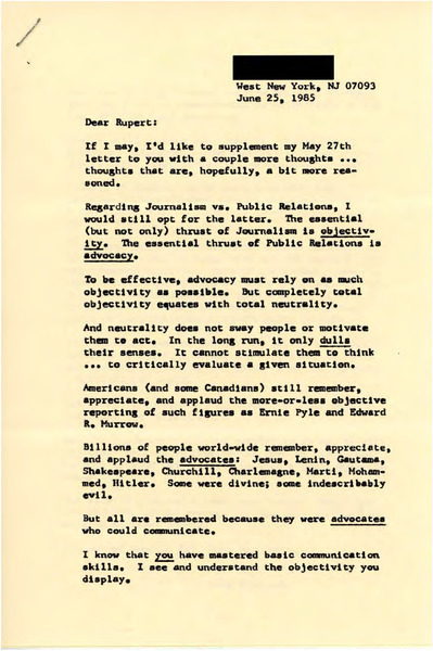 Download the full-sized image of Letter from Jana to Rupert Raj (June 25, 1985)