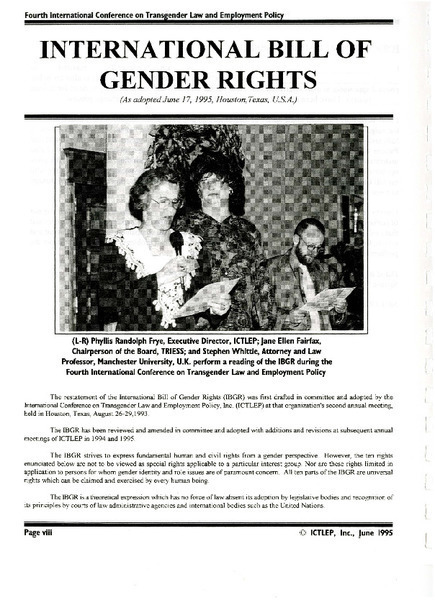 Download the full-sized image of Proceedings from the International Conference on Transgender Law and Employment Policy (June, 1995)
