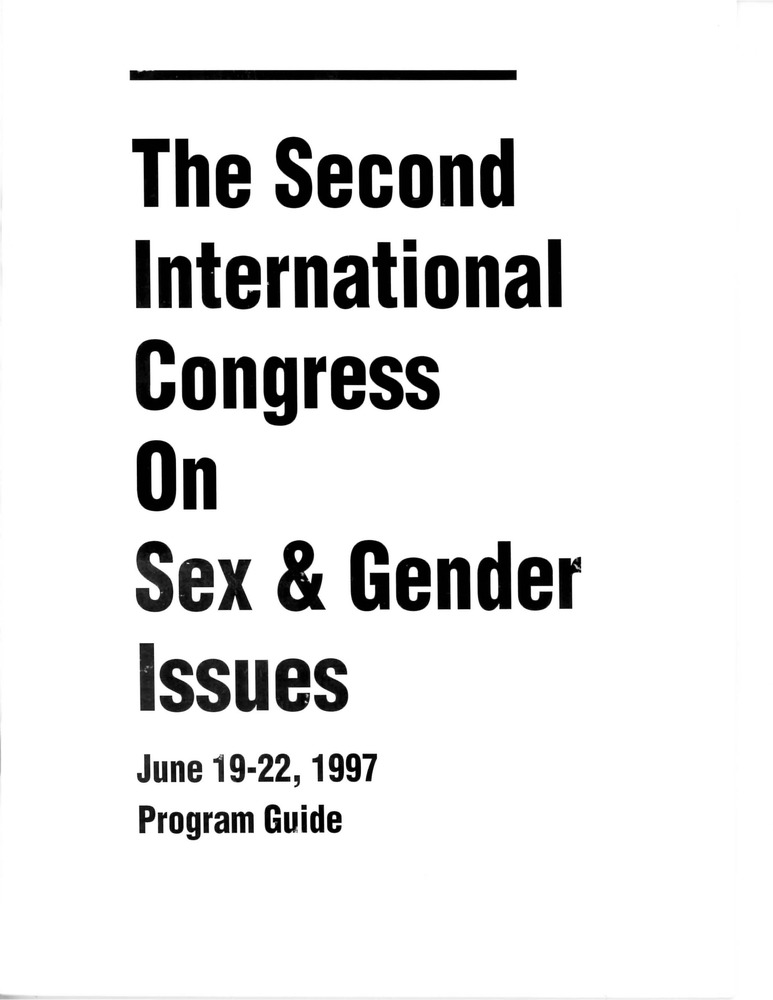 Download the full-sized PDF of The Second International Congress on Sex & Gender Issues: Program Guide (June, 1997)