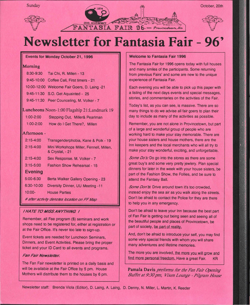 Download the full-sized PDF of Newsletter for Fantasia Fair - 96' (October 20,1996)