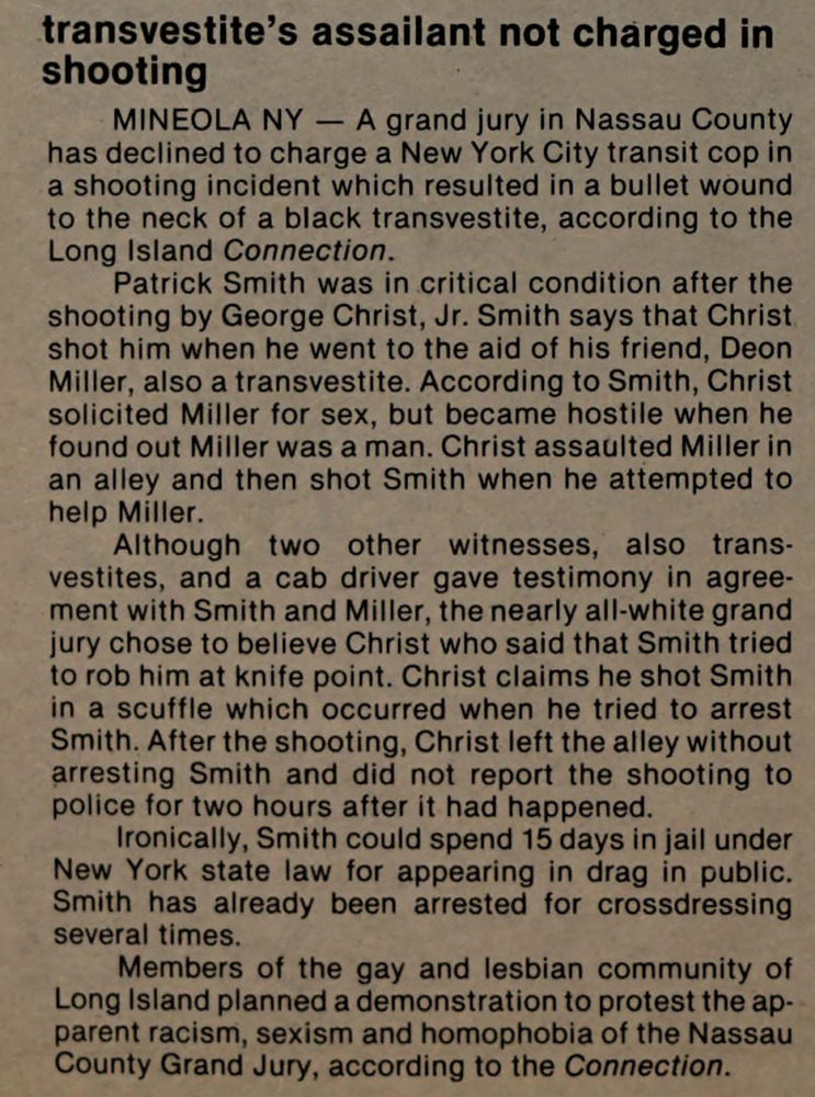 Download the full-sized PDF of transvestite's assailant not charged in shooting