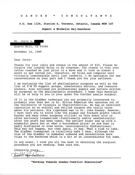 Download the full-sized image of Letter from Rupert Raj to Jerry A. (November 24, 1989)