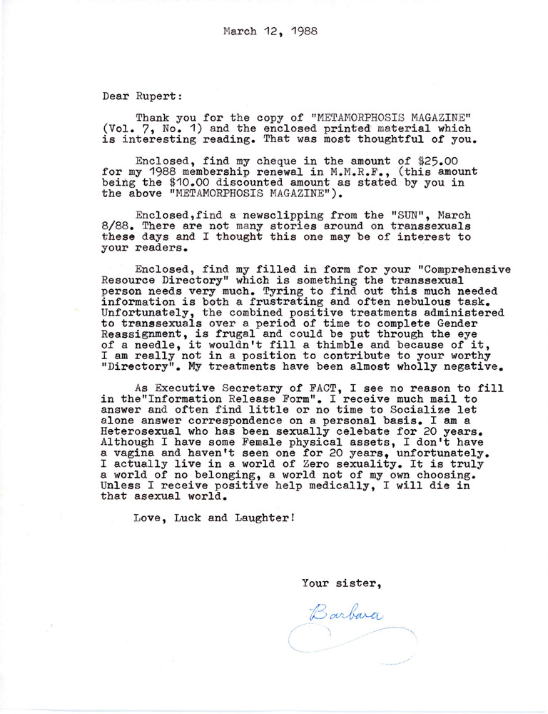 Download the full-sized PDF of Letter from Barbara to Rupert Raj (March 12, 1988)