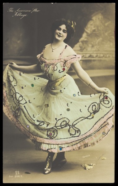 Download the full-sized image of Julian Eltinge in drag. Coloured photographic postcard, ca. 1907.