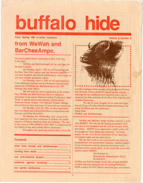 Download the full-sized image of Buffalo Hide Newsletter, Volume 2, Number 2, 1991