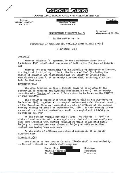 Download the full-sized image of GenderServe Directive No. 3