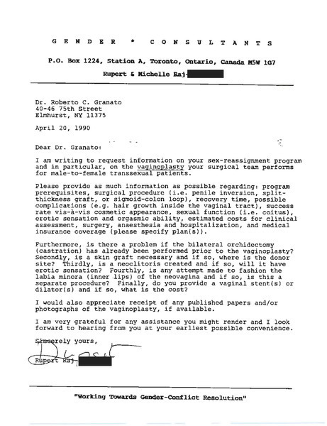 Download the full-sized image of Letter From Rupert Raj to Dr. Roberto C. Granato (April 20, 1990)