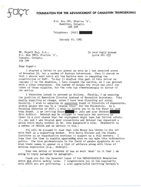 Download the full-sized image of Letter from Susan Huxford to Rupert Raj (January 10, 1983)