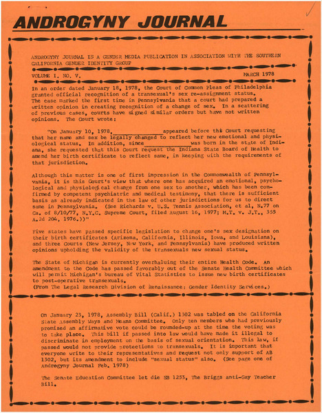 Download the full-sized image of Androgyny Journal, Vol. 1, No. 5