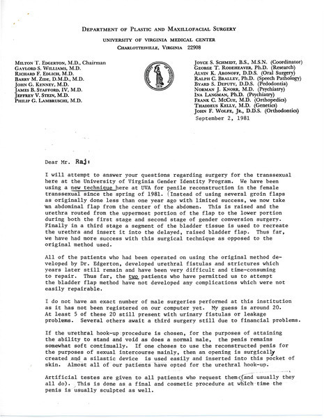 Download the full-sized image of Letter from Joyce Schmidt to Rupert Raj (September 2, 1981)