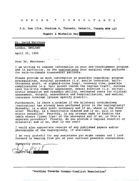 Download the full-sized PDF of Letter from Rupert Raj to Dr. David Matthews (April 20, 1990)