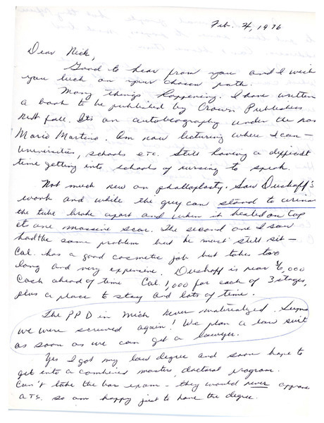 Download the full-sized image of Letter from Dr. Angelo Tornabene to Rupert Raj (February 4, 1976)