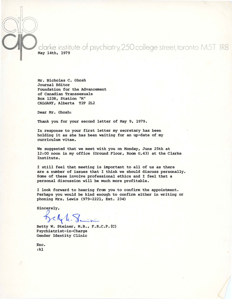 Download the full-sized PDF of Letter from Betty W. Steiner to Rupert Raj (May 14, 1979)