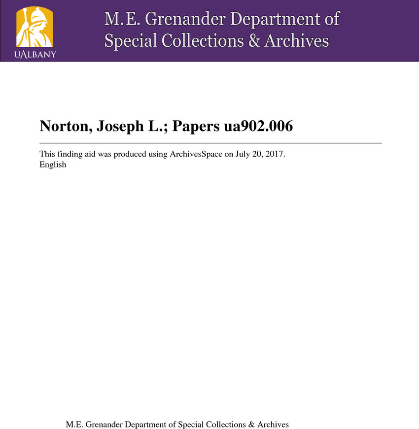 Download the full-sized PDF of Joseph L. Norton Papers