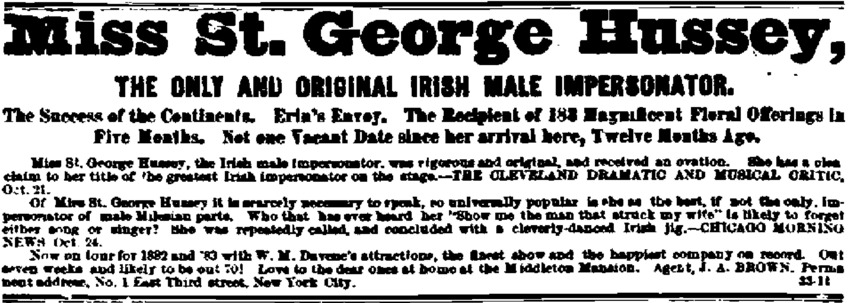 Download the full-sized PDF of Miss St. George Hussey, The Only and Original Irish Male Impersonator