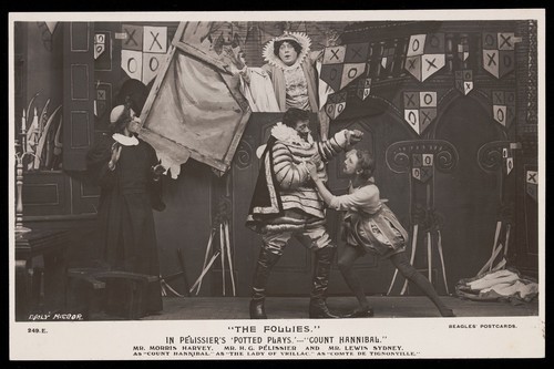 Download the full-sized image of Morris Harvey, H. G. Pélissier, and Lewis Sydney in "Count Hannibal". Photographic postcard, 191-.