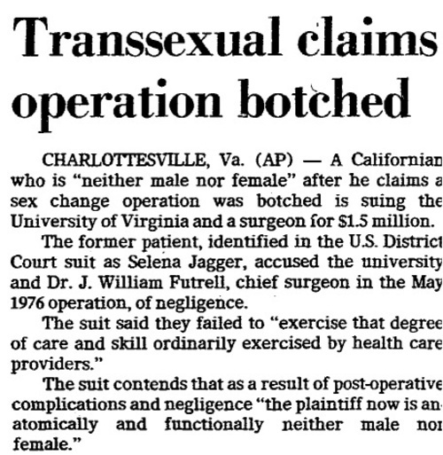 Download the full-sized image of Transsexual Claims Operation Botched