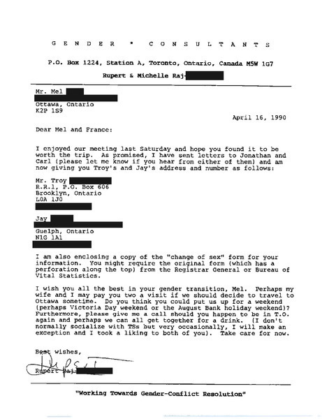 Download the full-sized image of Letter from Rupert Raj to Mel and France (April 16, 1990)