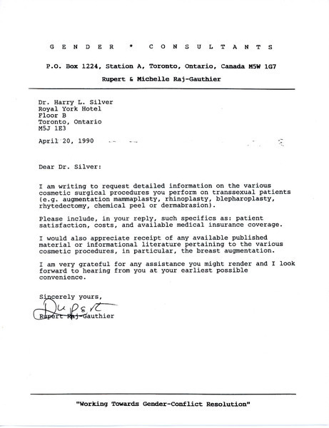 Download the full-sized image of Letter from Rupert Raj to Dr. Harry L. Silver (April 20, 1990)
