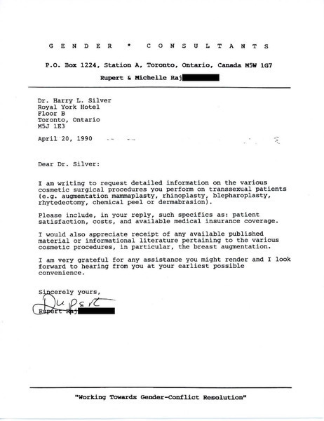 Download the full-sized image of Letter from Rupert Raj to Dr. Harry L. Silver (April 20, 1990)