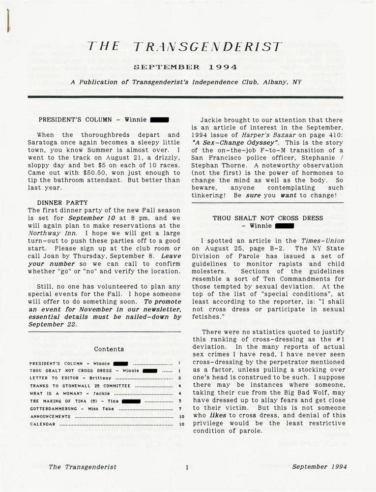 Download the full-sized PDF of The Transgenderist (September, 1994)