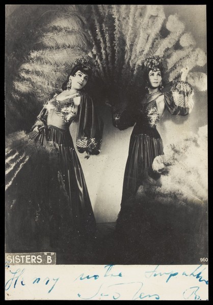 Download the full-sized image of "Sisters 'B'" in drag. Photographic postcard, 194-.