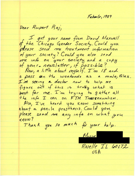 Download the full-sized image of Letter from Alex to Rupert Raj (February 6, 1989)