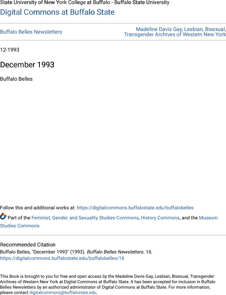 Download the full-sized PDF of Buffalo Belles Vol. 11 No. 12 (December, 1993)