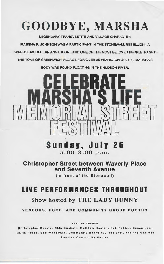 Download the full-sized PDF of Marsha P. Johnson Memorial Street Festival