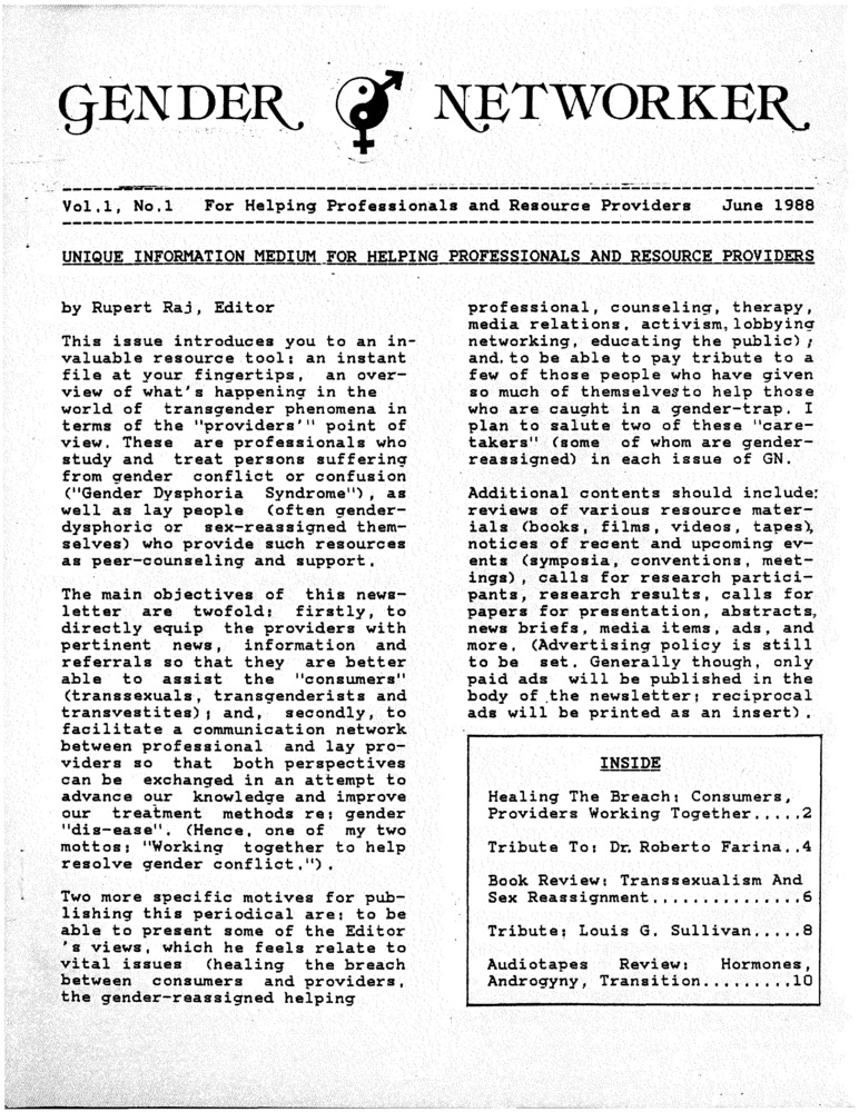 Download the full-sized PDF of Gender Networker Vol. 1 No. 1 (June 1988)