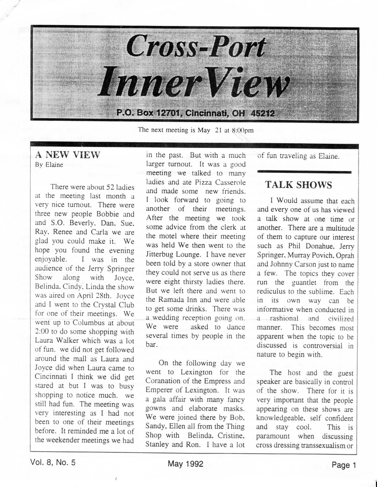Download the full-sized PDF of Cross-Port InnerView, Vol. 8 No. 5 (May, 1992)