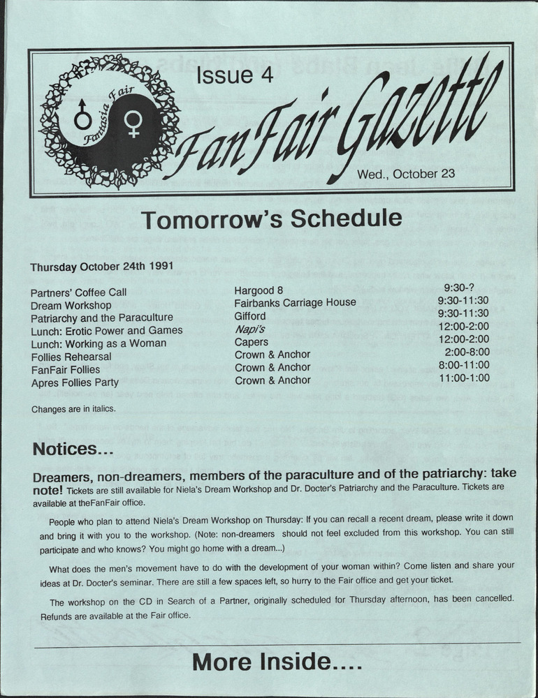 Download the full-sized PDF of Fan Fair Gazette, Issue 4 (October 23, 1991)
